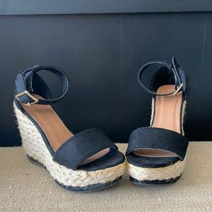black wedge sandals